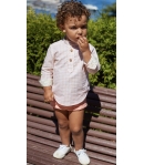 Conjunto niño de camisa manga larga cuadros y bombacho mandarina BAMBI SUEÑOS de LA MARTINICA BY MARIA SOBRINO