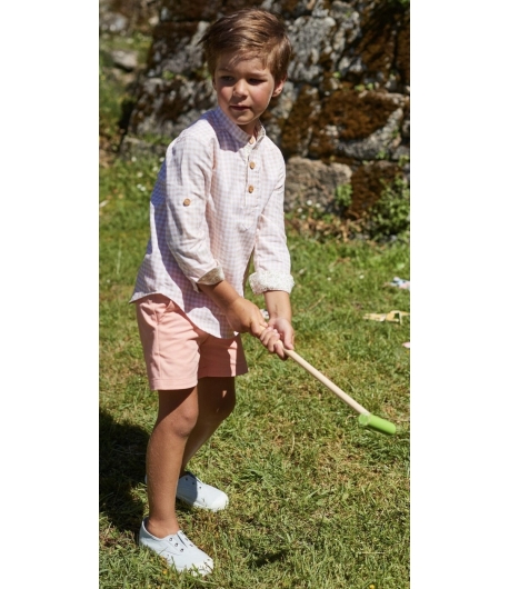 Conjunto niño de camisa manga larga cuadros y pantalón corto BAMBI SUEÑOS de LA MARTINICA BY MARIA SOBRINO