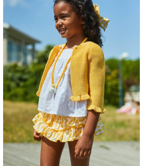 Conjunto niña de blusa, braguita volantes y chaqueta 3/4  KITTiE de LA MARTINICA BY MARIA SOBRINO
