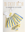 Conjunto de vestido y culetín rayas amarillo Rochy