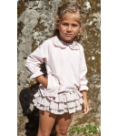 Conjunto niña de sudadera y braguita volantes ROSA Y AZUL de LA MARTINICA BY MARIA SOBRINO