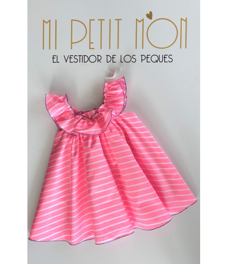 Vestido volante rayas NEON de LA MARTINICA BY MARIA SOBRINO