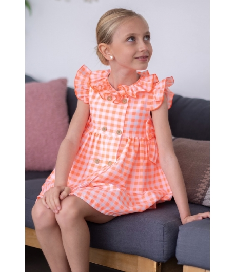 Jesusito cruzado vichy naranja fluor de MON PETIT BONBON