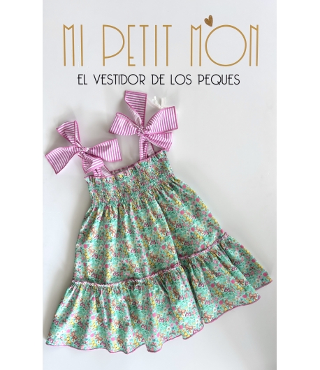 Vestido engomado liberty y mariposas de MON PETIT BONBON