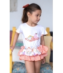 Conjunto de camiseta y braguita volantes perros de MON PETIT BONBON