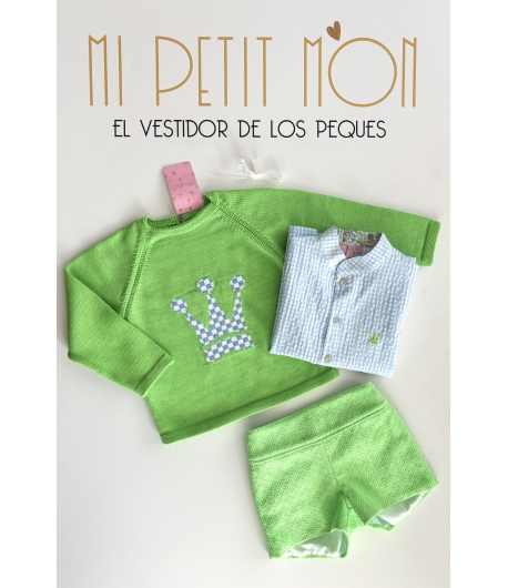 Conjunto camisa, bombacho o pantalón corto y jersey niño GRETTA EVA CASTRO