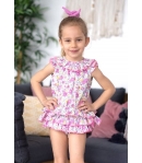 Conjunto de camisa y braguita volantes liberty fucsia de MON PETIT BONBON