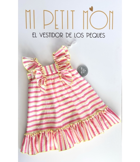 Vestido rayas fluor de MON PETIT BONBON