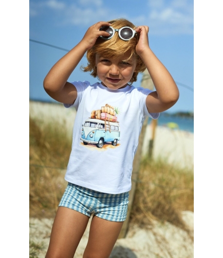 Conjunto niño de camiseta y boxer licra ARANDANOS de LA MARTINICA BY MARIA SOBRINO