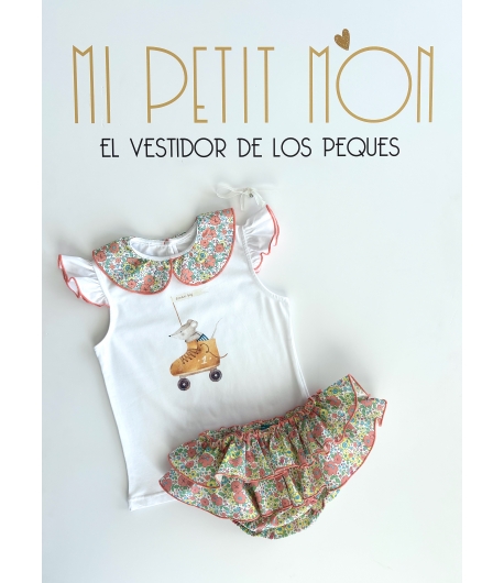 Conjunto niña de camiseta ratón y braguita volantes MALIBU de LA MARTINICA BY MARIA SOBRINO
