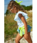 Conjunto niña de camiseta furgoneta y braguita volantes ARANDANOS de LA MARTINICA BY MARIA SOBRINO