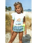 Conjunto niña de camiseta furgoneta y braguita volantes ARANDANOS de LA MARTINICA BY MARIA SOBRINO