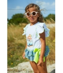 Conjunto niña de camiseta furgoneta y braguita volantes ARANDANOS de LA MARTINICA BY MARIA SOBRINO
