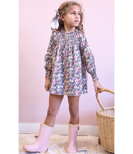 Vestido flores frunce de UN PEDACITO DE MI de LA MARTINICA BY MARIA SOBRINO