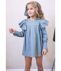 Vestido cuadros volante manga PETIT & FLOWER de LA MARTINICA BY MARIA SOBRINO