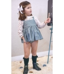 Conjunto niña de blusa flores y ranita cuadros PETIT & FLOWER de LA MARTINICA BY MARIA SOBRINO