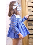 Chaqueta niña corta rayas azul y camel CHILDREN CHOCO de LA MARTINICA BY MARIA SOBRINO