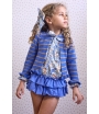 Conjunto niña de blusa estampada, braguita volantes y chaqueta larga rayas CHILDREN CHOCOLATE de LA MARTINICA BY MARIA SOBRINO