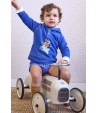 Conjunto niño de sudadera avioneta y ranita lunares tela CHILDREN CHOCOLATE de LA MARTINICA BY MARIA SOBRINO