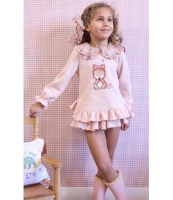 Conjunto niña de sudadera y braguita volante CAPERUCITA ROJA de LA MARTINICA BY MARIA SOBRINO