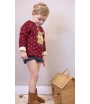 Conjunto niño de camisa manga larga cuadros, bombacho vaquero y jersey conejo granate REAL de LA MARTINICA BY MARIA SOBRINO