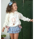 Conjunto de sudadera globo y braguita volantes vichy globos de MON PETIT BONBON