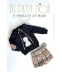 Conjunto de sudadera negra perro y pantalón corto en cuadro burberry de MON PETIT BONBON