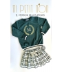 Conjunto de sudadera verde y falda pantalón en cuadros verde y dorado de MON PETIT BONBON