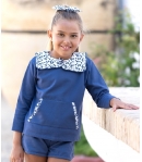 Sudadera niña cuellos liberty azul de MON PETIT BONBON