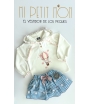 Conjunto de sudadera globo y falda pantalón vichy globos de MON PETIT BONBON