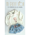 Conjunto de sudadera globo y falda pantalón vichy globos de MON PETIT BONBON