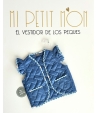 Chaleco acolchado azul con vivos en vichy globos de MON PETIT BONBON