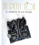 Chaleco acolchado negro con vivos en cuadro burberry vichy de MON PETIT BONBON