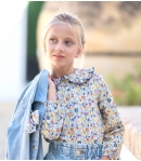 Camisa niña liberty azul, caldera y amarillo de MON PETIT BONBON