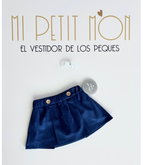 Falda pantalón en pana azul de MON PETIT BONBON
