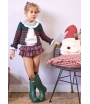 Conjunto niña de blusa, braguita volantes en cuadro escoces y chaqueta 3/4 rayas HILTON de LA MARTINICA BY MARIA SOBRINO