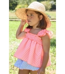 Conjunto niña de blusa vichy fluor y braguita volante vichy BIKE de LA MARTINICA BY MARIA SOBRINO
