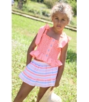 Conjunto niña de blusa vichy fluor y falda rayas BIKE de LA MARTINICA BY MARIA SOBRINO