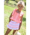Conjunto niña de blusa vichy fluor y falda rayas BIKE de LA MARTINICA BY MARIA SOBRINO