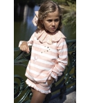 Conjunto niña de sudadera y short rayas coral PEACH de LA MARTINICA BY MARIA SOBRINO