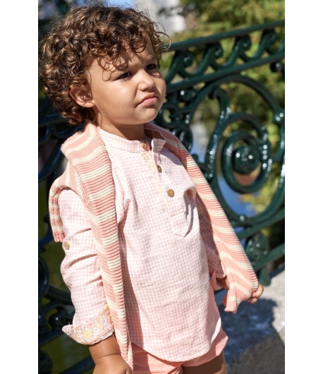 Camisa manga larga vichy coral PEACH de LA MARTINICA BY MARIA SOBRINO