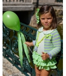 Conjunto niña de blusa flores, braguita vichy y chaqueta 3/4 rayas PESCARDINOS de LA MARTINICA BY MARIA SOBRINO