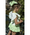 Conjunto niña de blusón rayas fluor y falda vichy fluor PESCARDINOS de LA MARTINICA BY MARIA SOBRINO