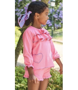 Conjunto niña de sudadera bolsillos corazones y short PANTERA ROSA de LA MARTINICA BY MARIA SOBRINO