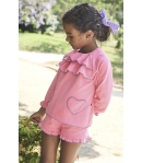 Conjunto niña de sudadera bolsillos corazones y short PANTERA ROSA de LA MARTINICA BY MARIA SOBRINO