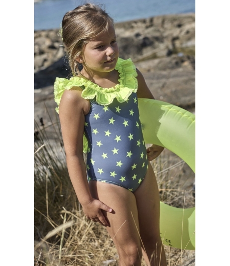 Bañador niña volante AURORA BOREAL de LA MARTINICA BY MARIA SOBRINO