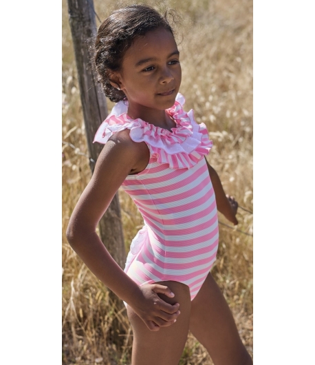 Bañador rayas rosas PANTERA ROSA de LA MARTINICA BY MARIA SOBRINO