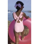 Bañador rayas rosas cruzado PANTERA ROSA de LA MARTINICA BY MARIA SOBRINO