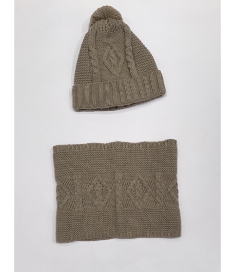 Conjunto gorro y cuello Beige Gorros Navarro