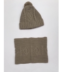 Conjunto gorro y cuello Beige Gorros Navarro
